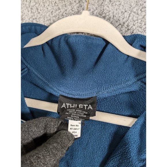 Athleta Fleece Pullover Womens Medium Blue Embroidered Sleeve Lightweight - Picture 4 of 13